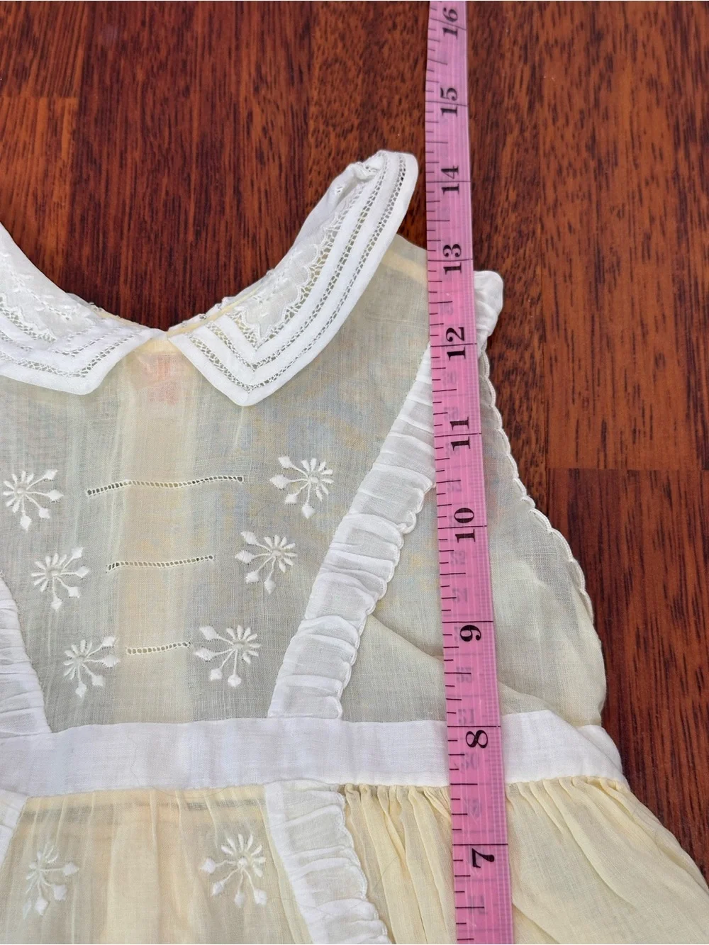 Vintage Handmade Embroidered White & Cream Baby Girl Dress Made in Philippines